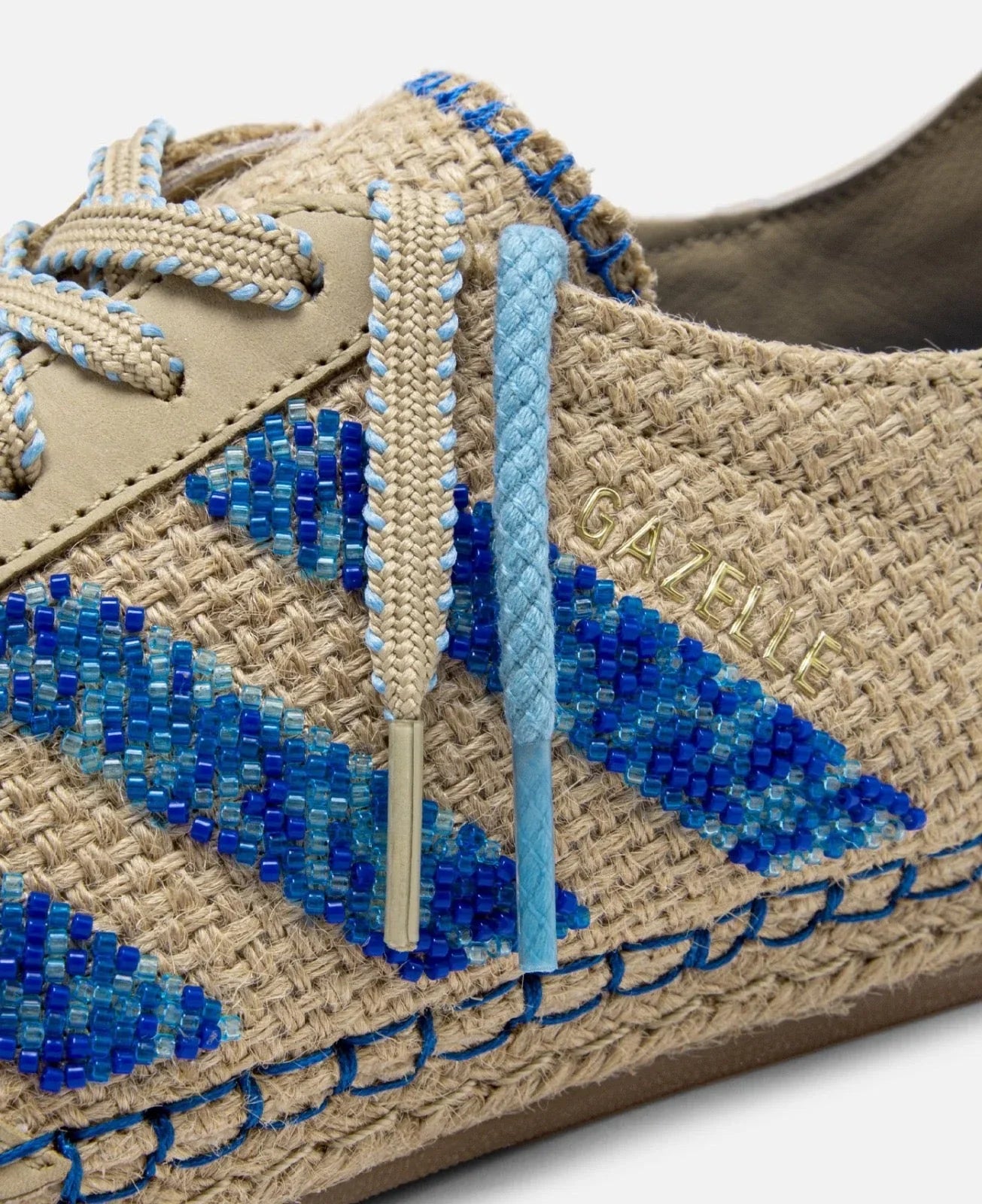 Adidas Gazelle x CLOT Linen Khaki Light Blue Marrom